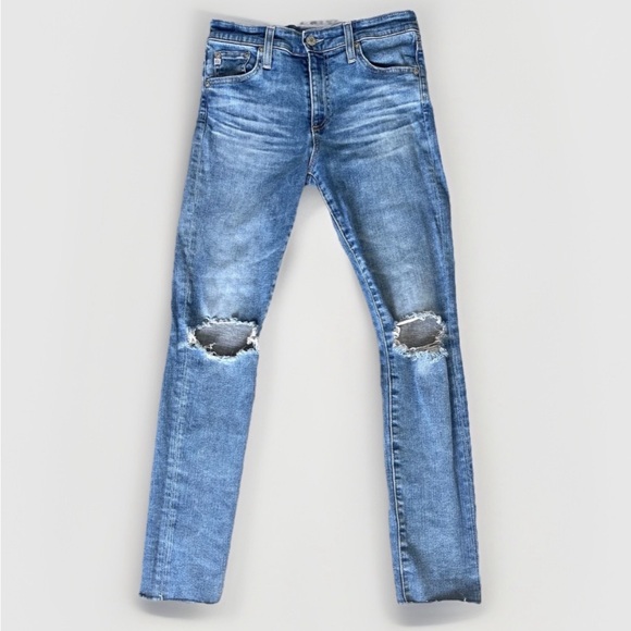 Ag Adriano Goldschmied Denim - AG Adriano Goldschmied Jeans Womens 27 Farrah Skinny Ankle High Rise Ripped Blue